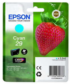 Original Epson 29 Cyan Ink Cartridge (T2982 Strawberry)