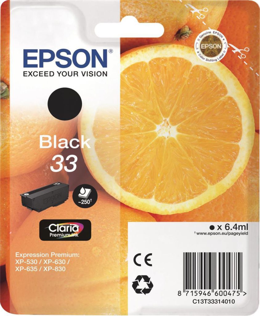 Original Epson 33 Black Ink Cartridge (C13T33314010) - Ecomelani