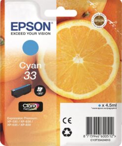 Original Epson 33 Cyan Ink Cartridge (C13T33424010) - Ecomelani
