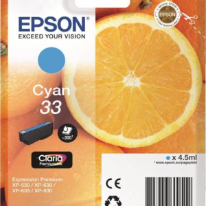 Original Epson 33 Cyan Ink Cartridge (C13T33424010) - Ecomelani