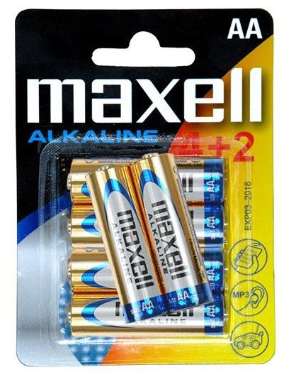 Batteries Alcaline Maxell AA 4pcs + 2 Free - Ecomelani