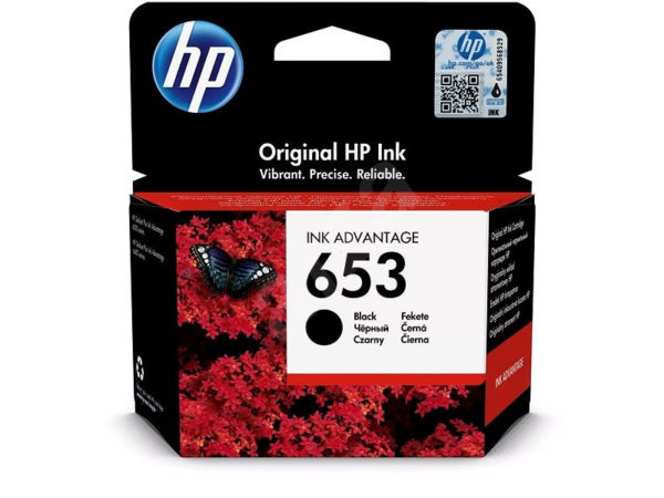 Original HP 653 Black Ink Cartridge 3YM75AE.