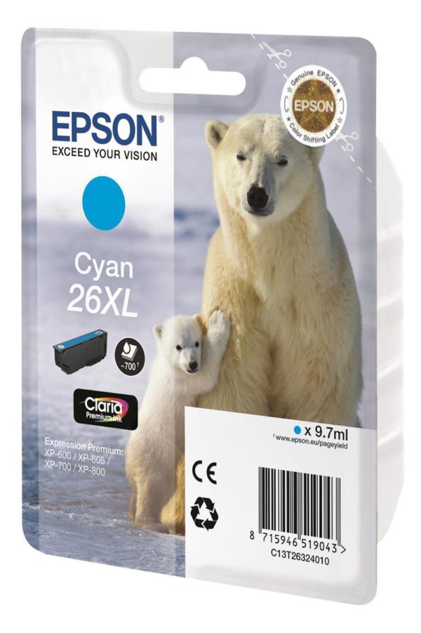 Original Cyan Ink Cartridge Epson T2632 - Ecomelani