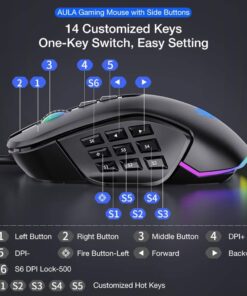 AULA H510 Professional MMO Black Gaming Mouse Wired - Ecomelani