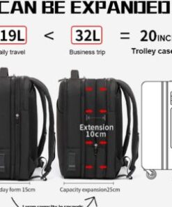 Alternative view of Arctic Hunter Kingston Backpack Expandable 19L-32L Black with USB, Audio  15.6" Airline Approved