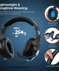 Alternative view of MPOW Gaming Headset EG10 LED Multiplatform 3.5mm Black Red