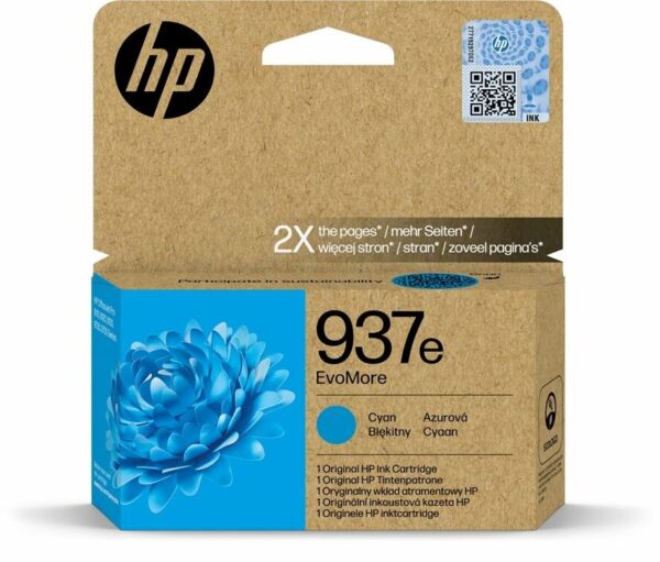 Original Cyan HP 937e EvoMore Hight Capacity XL Ink Cartridge 4S6W6NE