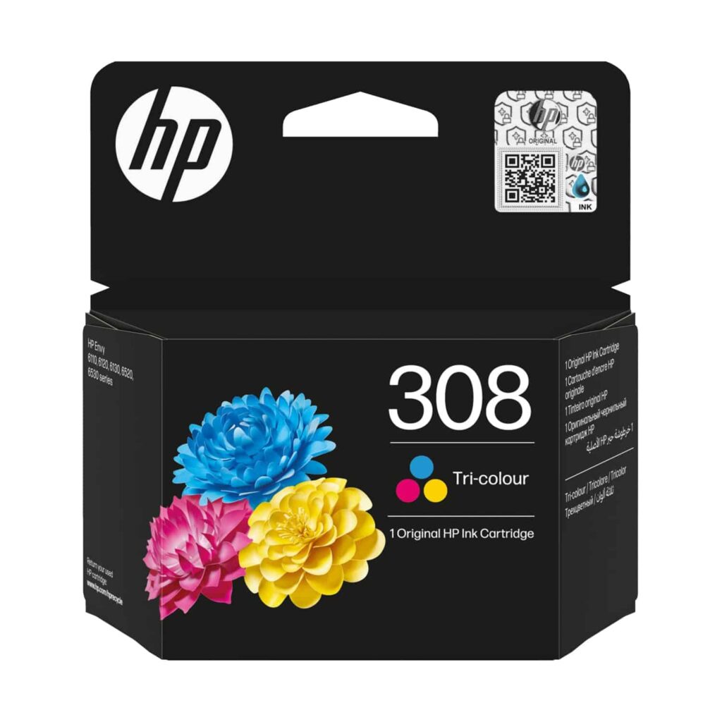Original Tri-Colour HP 308 Ink Cartridge 7FP20UE from Ecomelani Cyprus