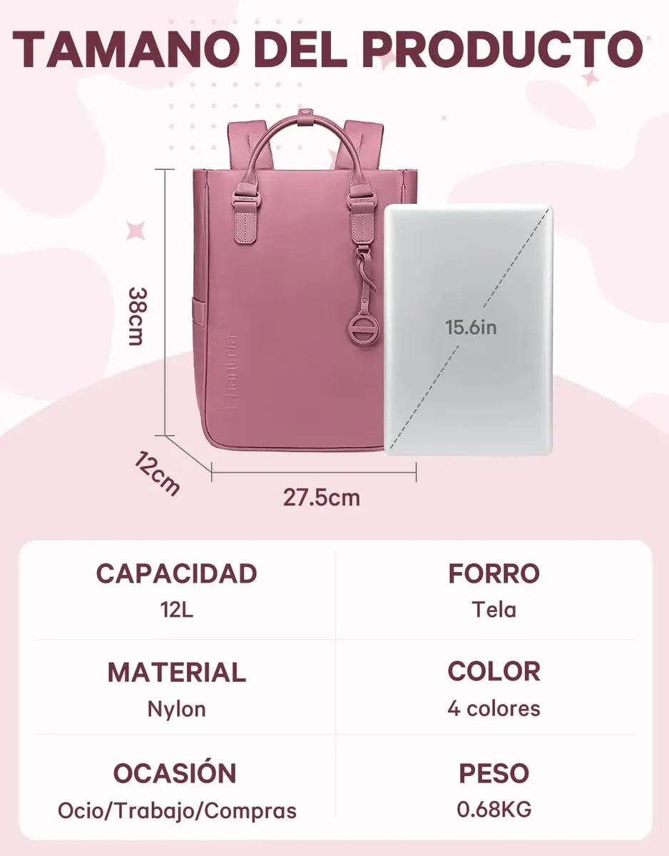 Urban Edge Nexa Women Elegant Backpack Nostalgia Rose 15,6" - Image 5