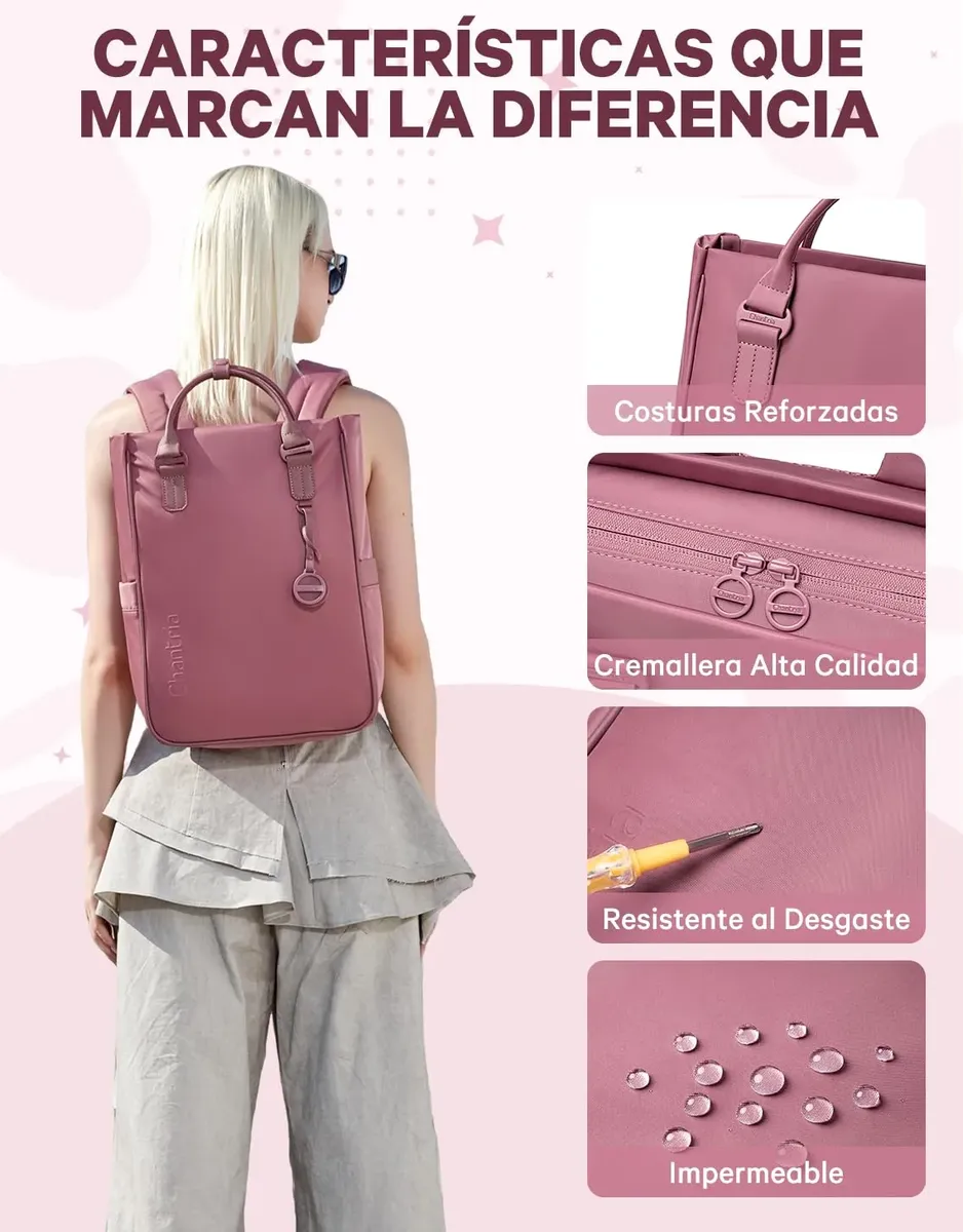 Urban Edge Nexa Women Elegant Backpack Nostalgia Rose 15,6" - Image 3